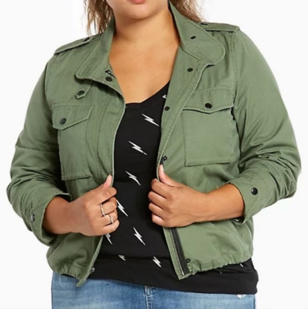 Torrid Army Green Twill Utility Jacket Size 2x - image 1